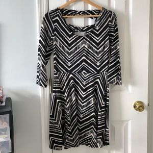 Black and cream chevron dress